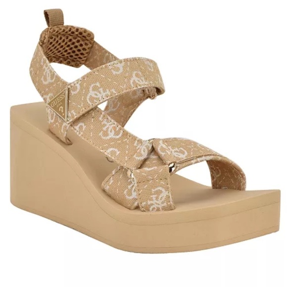 GUESS Tan Women's Daysa Quattro-G Strappy Eva Wedge Sandals - Picture 1 of 5